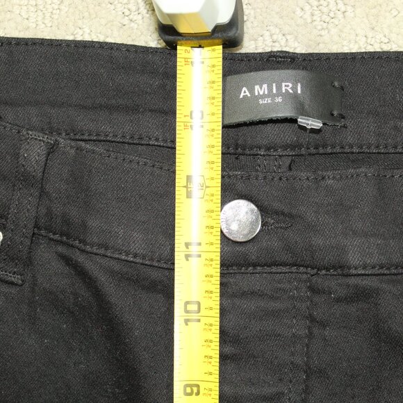Amiri Jeans Mens 36 Black Cross Bones Button Fly Stretch Slim Distressed Jeans - Picture 6 of 7